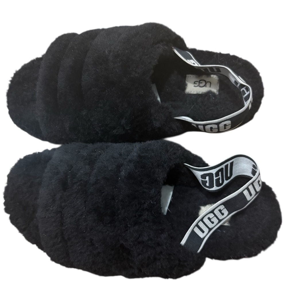 UGG "Fluff Yeah!" Platform Slide Logo Band in Classic Black Size 8 - Picture 7 of 10